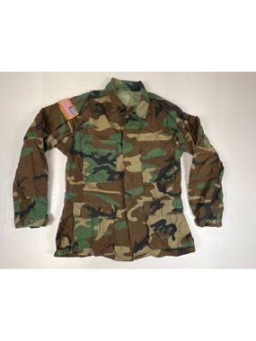 Vintage US Military Woodland Camo Field Jacket Small Regular Combat BDU Coat